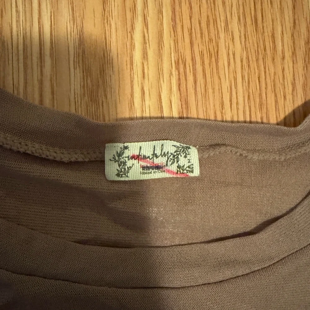 Free People Short Sleeve Crewneck Top - Taupe Brown